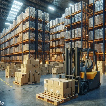 Palletized goods inside a warehouse